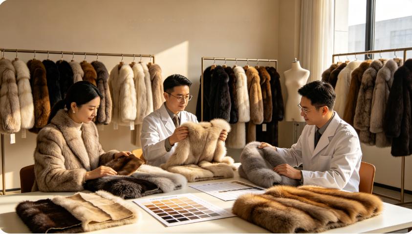 Fur garment color consistency and natural luster calibration  JSFUR