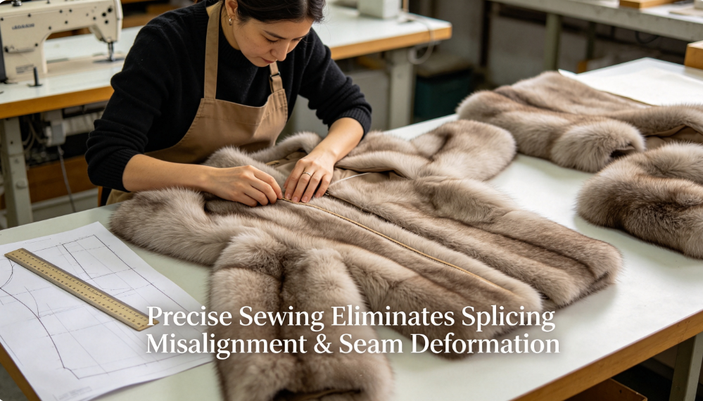 High precision stitching and shaping avoid fur garment splicing deformation JSFUR
