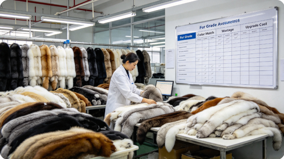 Fur raw material grading and cost evaluation in fur factory