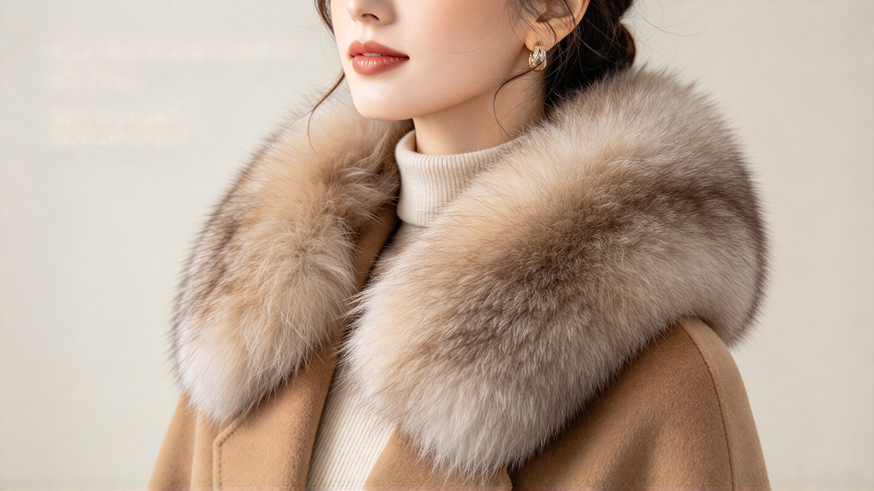 Oversized detachable fox fur collar detail on winter outerwear for wholesale trend JSFUR