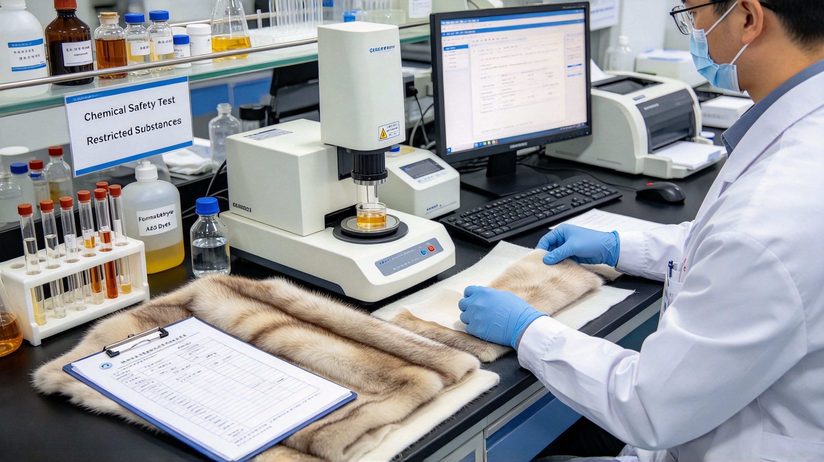 Third-party lab chemical safety testing for fur garment wholesale products JSFUR