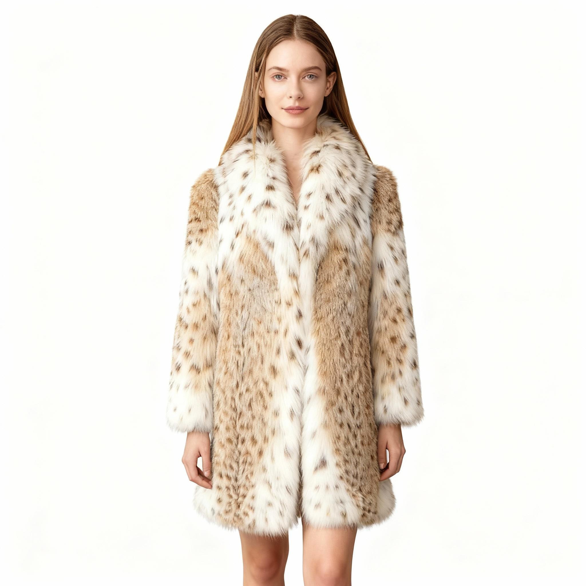 Faux Lynx Print Fur Coat – Ethical Luxury with Wild Elegance — image 5