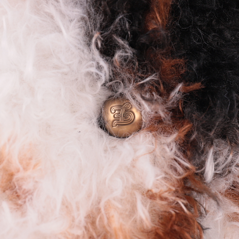 Multicolor Curly Faux Fur Jacket – Abstract Patchwork Texture — image 5
