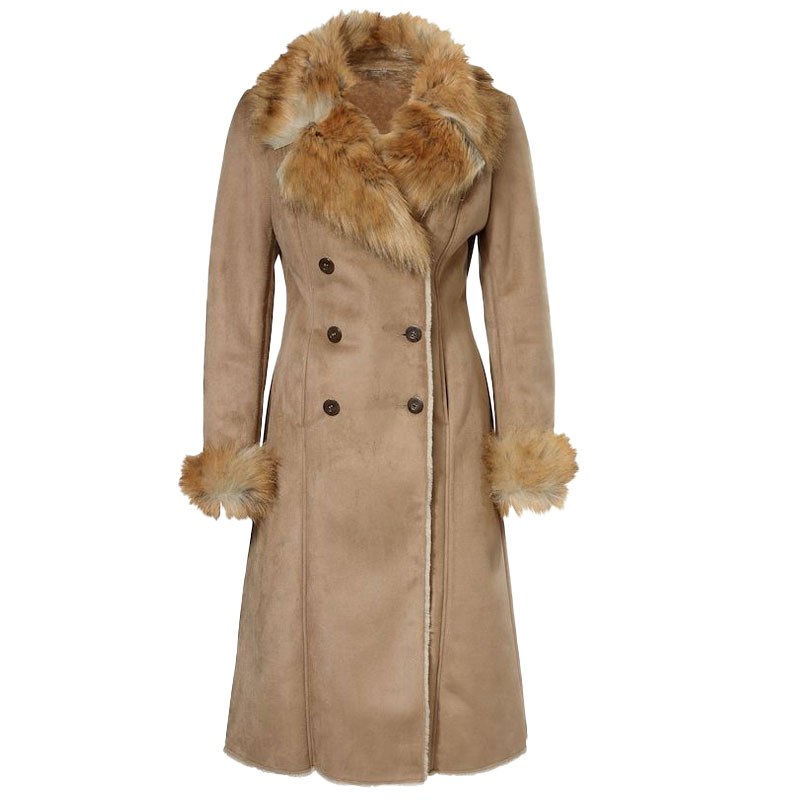 Elegant Long Wool Coat with Fox Fur Collar — image 4