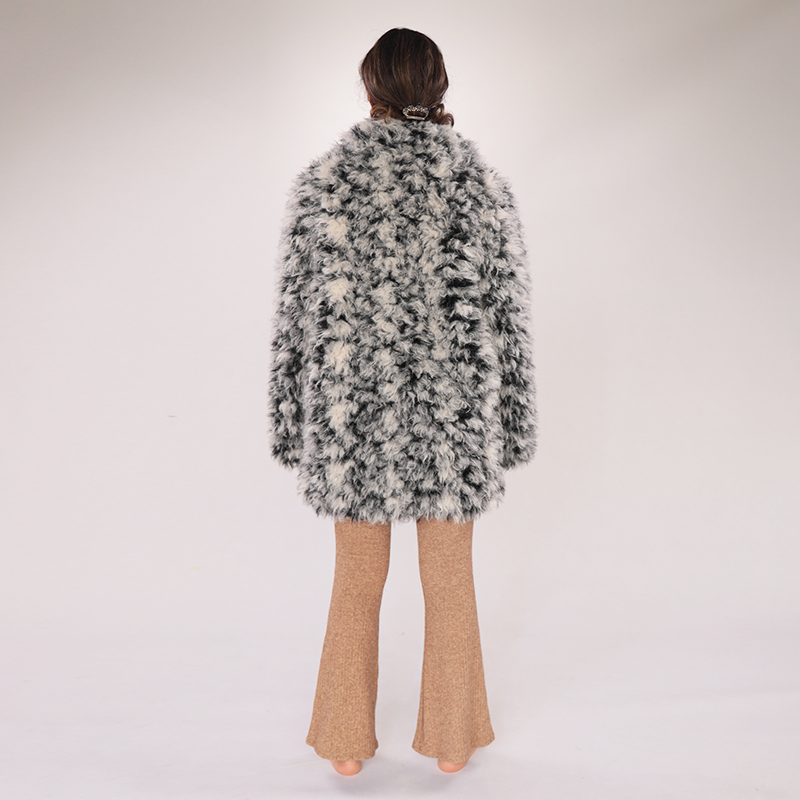 Faux Wool Textured Statement Coat – Monochrome Fluff — image 5