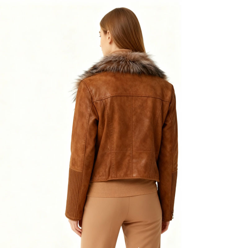 Luxury Suede Jacket with Genuine Fox Fur Collar — image 5