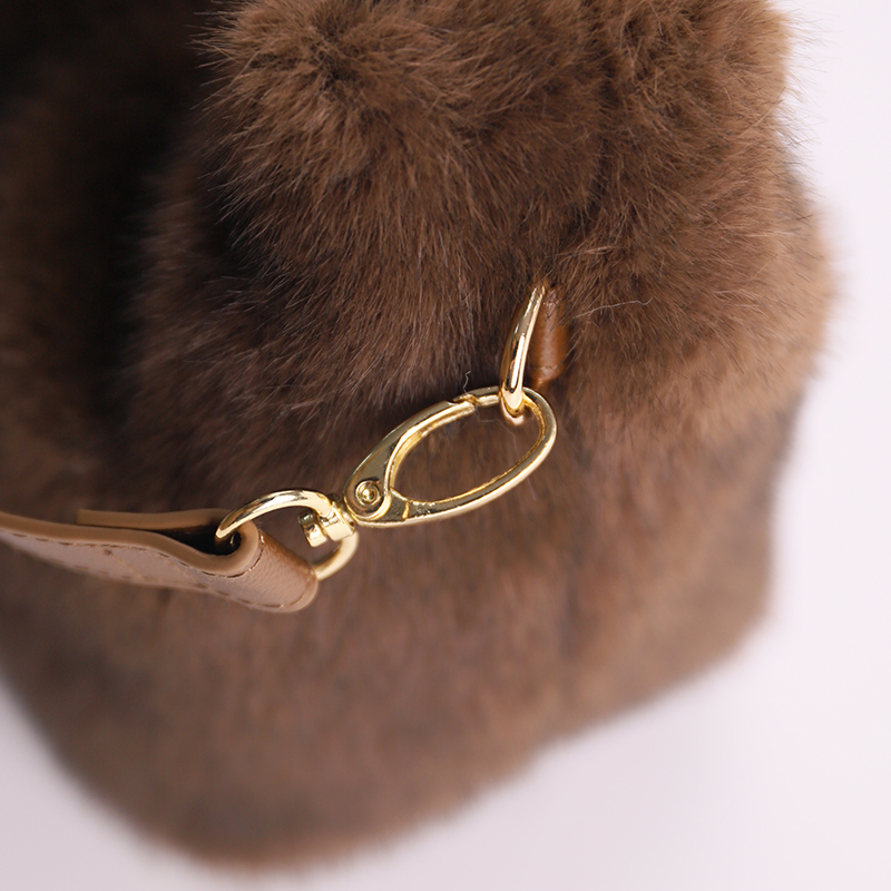 Faux Mink Fur Shoulder Bag with Ruched PU Handle – Soft Luxe in Everyday Form — image 4