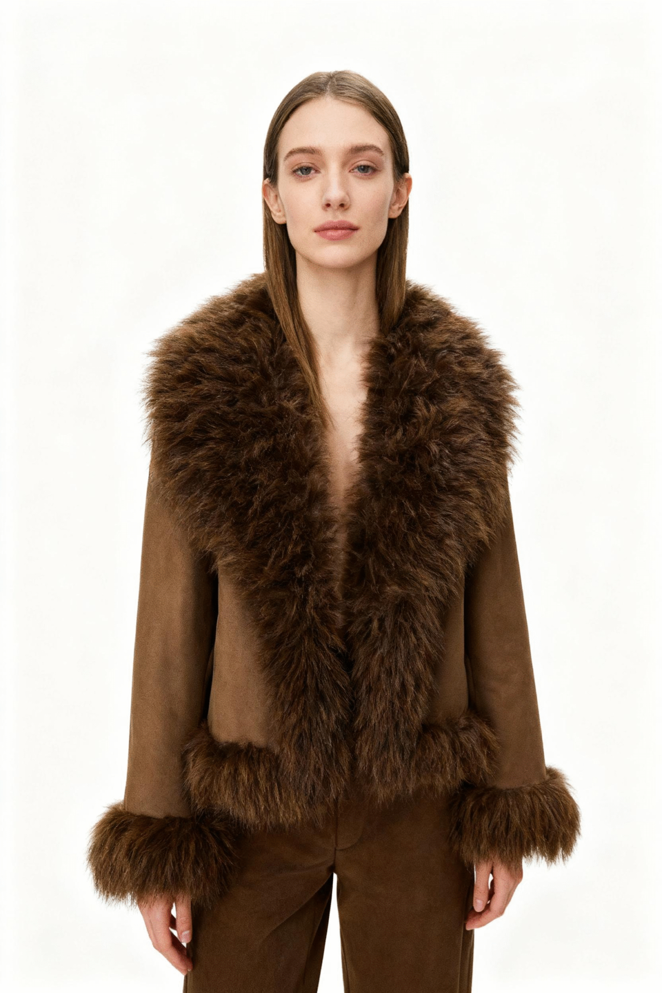 Luxe Suede Faux Fur Trim Jacket – Autumn Collection — image 2
