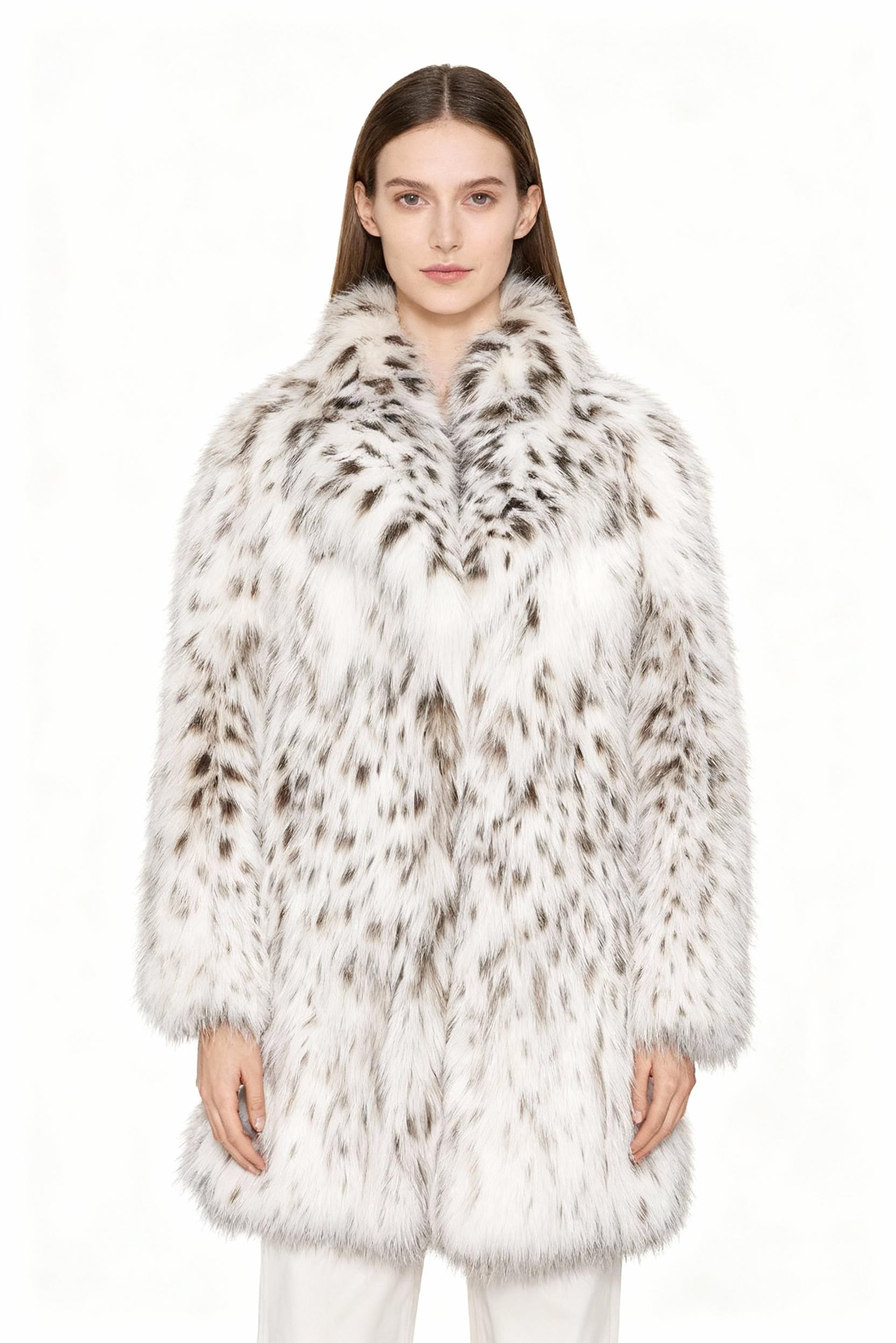White Spotted Faux Fur Overcoat — image 2