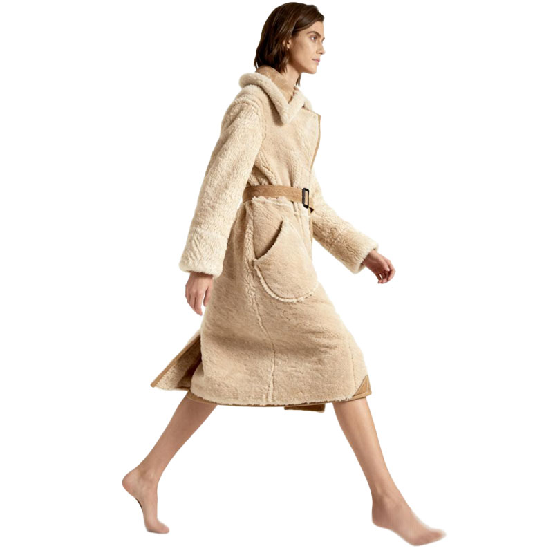 Belted Full-Length Sheepskin Fur Coat – Women’s — image 5