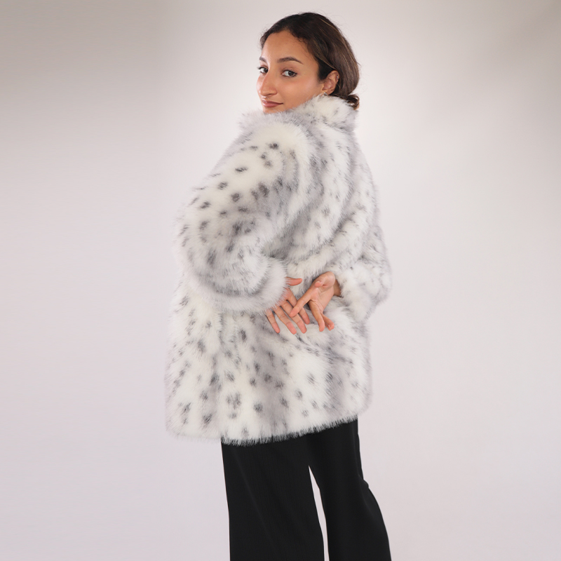 Snow Lynx Faux Fur Coat – Nordic Luxe Meets Urban Cool — image 4