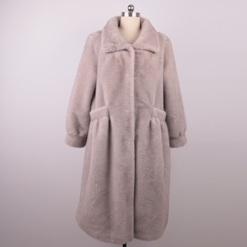 Light Grey Plush Faux Fur Long Coat — image 2