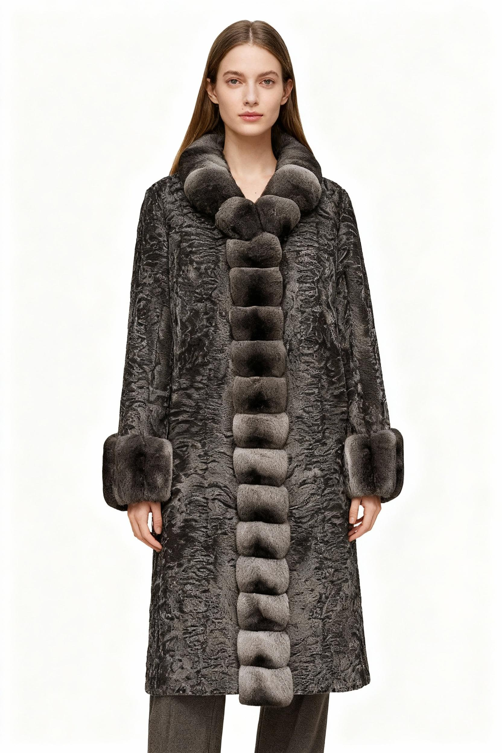 Textured Faux Fur Coat with Bubble Trim – Black Label Collection — image 2