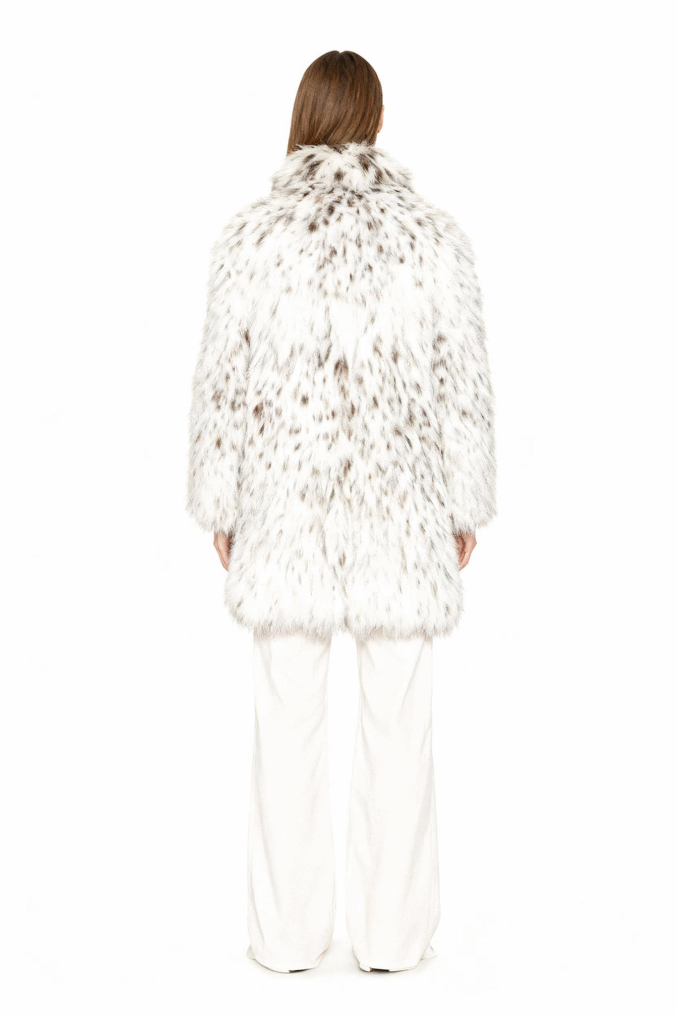 White Spotted Faux Fur Overcoat — image 4