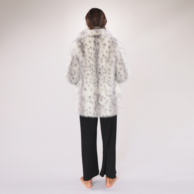 Snow Lynx Faux Fur Coat – Nordic Luxe Meets Urban Cool — image 3