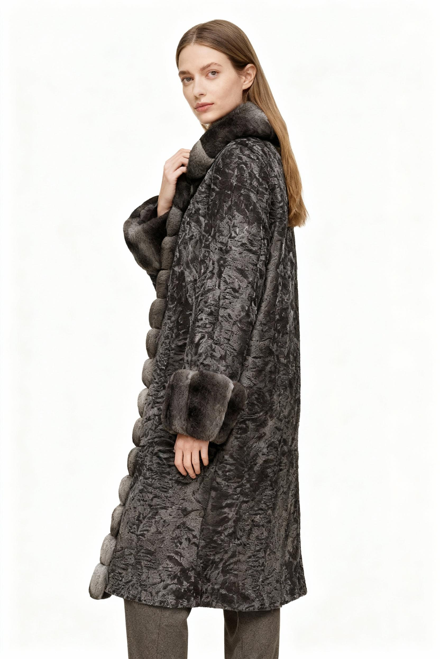 Textured Faux Fur Coat with Bubble Trim – Black Label Collection — image 3