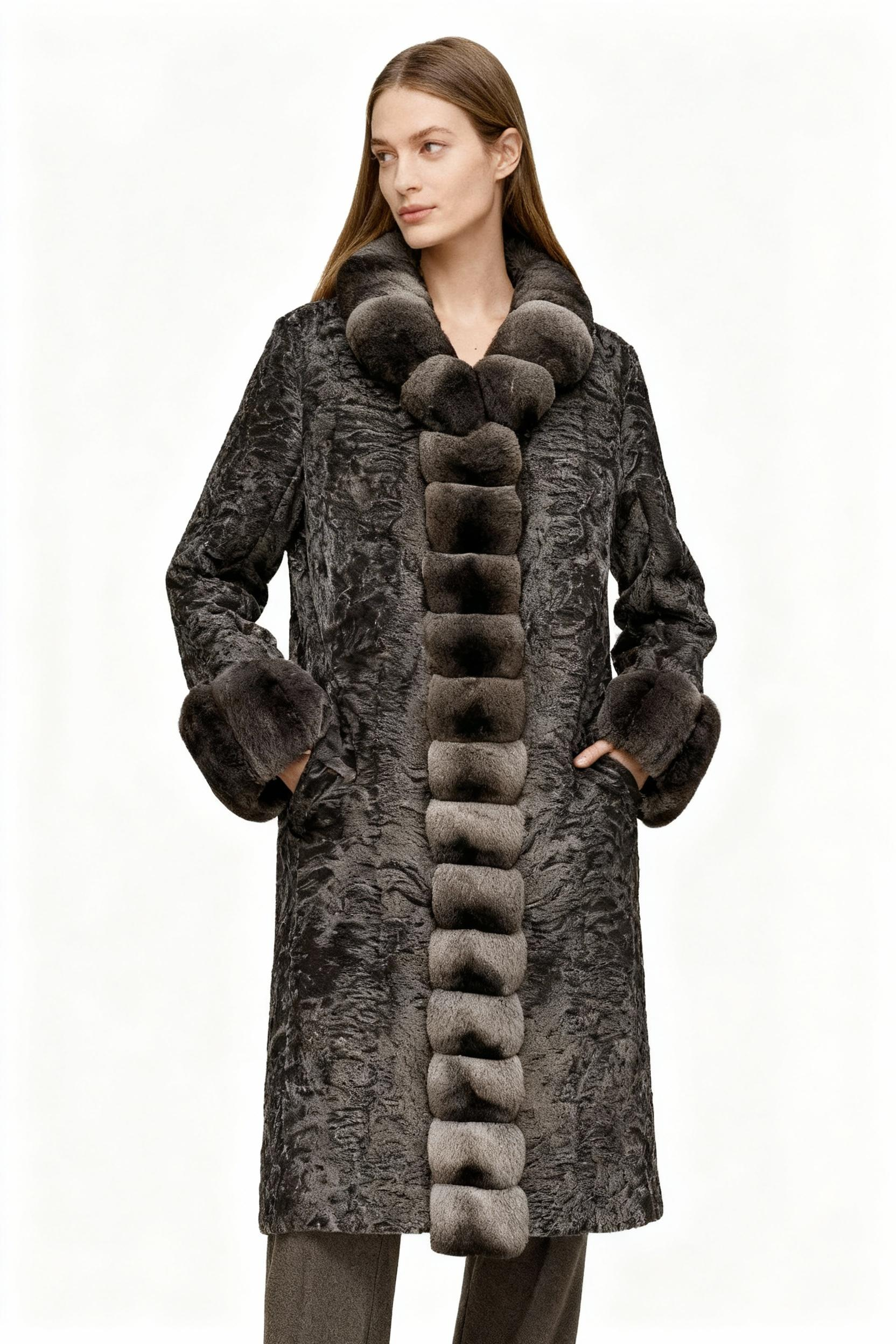 Textured Faux Fur Coat with Bubble Trim – Black Label Collection — image 5