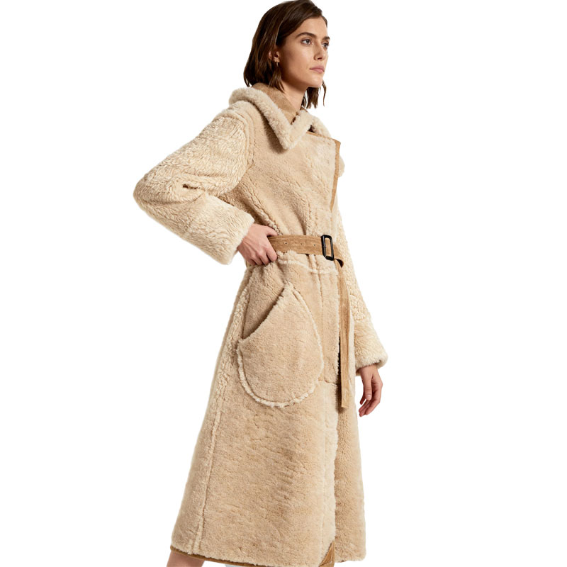 Belted Full-Length Sheepskin Fur Coat – Women’s — image 3