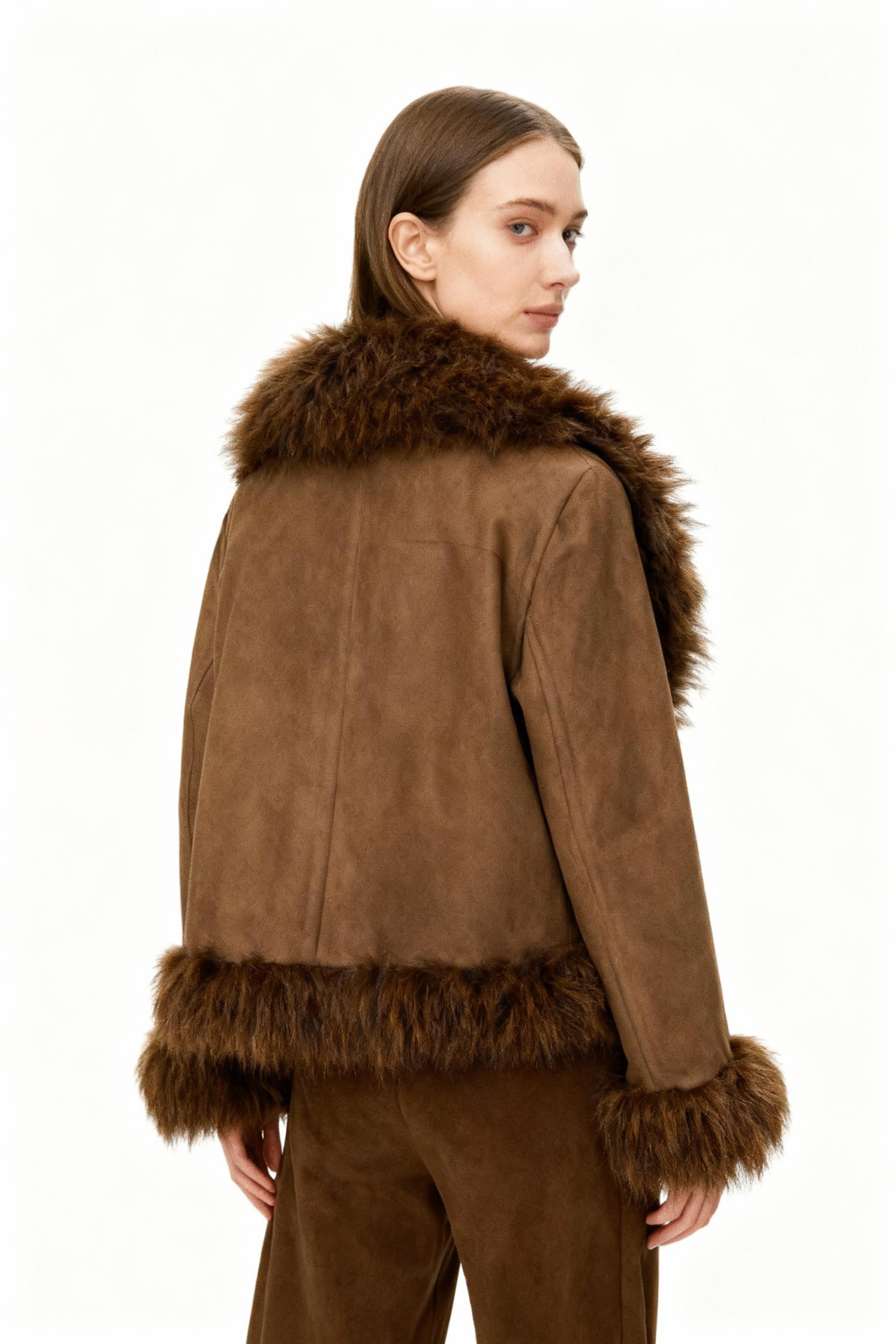 Luxe Suede Faux Fur Trim Jacket – Autumn Collection — image 4