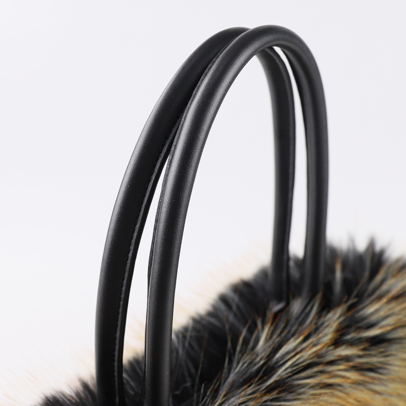 Faux Raccoon Fur Handbag with PU Leather Handles – Luxe Winter Glam for EU & Russian Markets — image 3