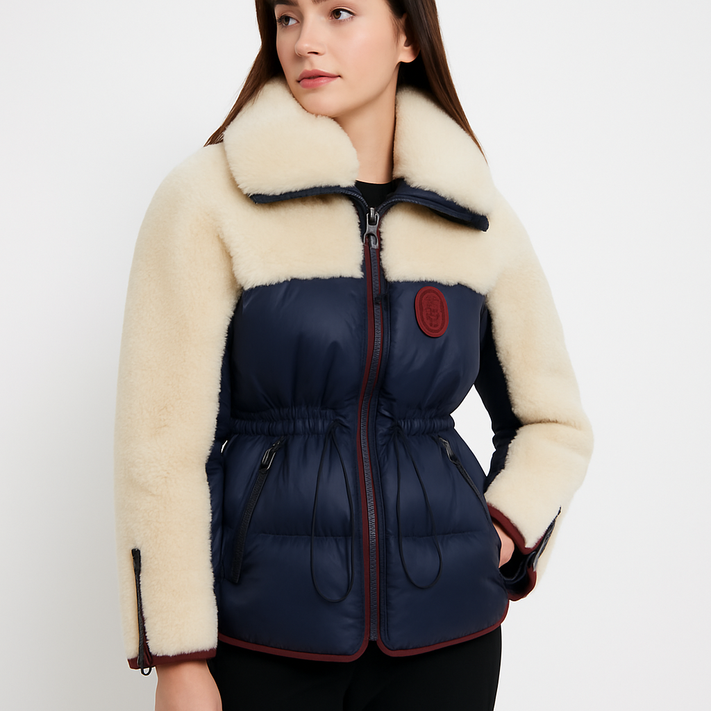 Sporty Puffer Jacket with Sherpa Sleeves & Contrast Zips — image 2
