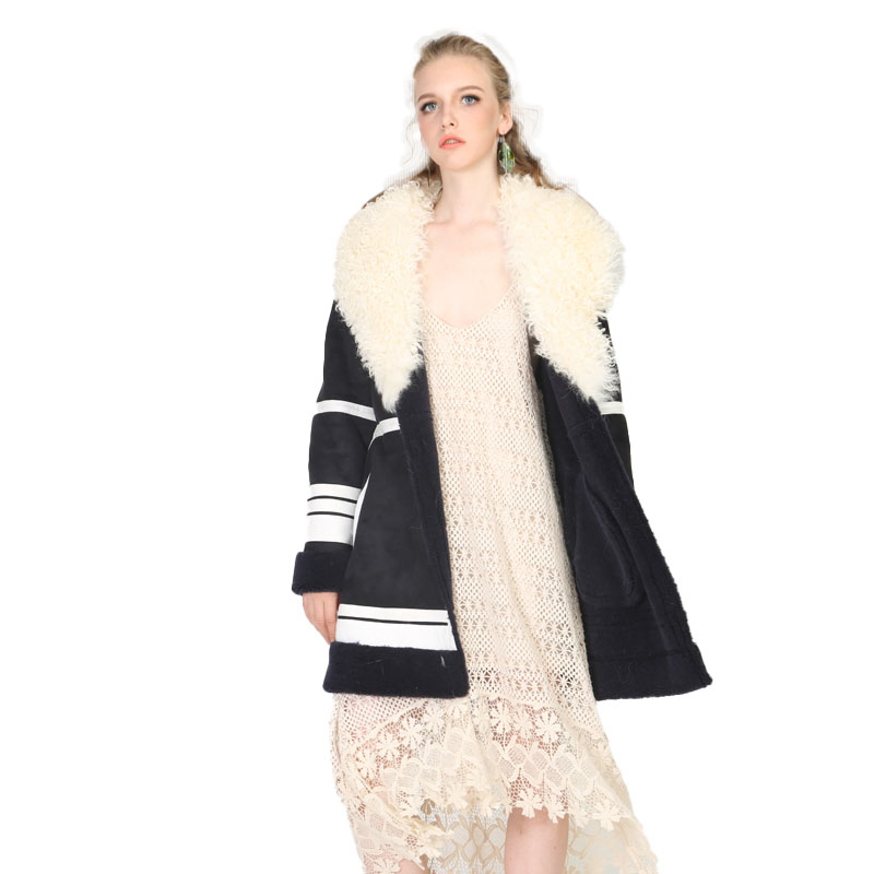 Shearling Bomber Coat with Wool Collar – Designer Statement Piece
