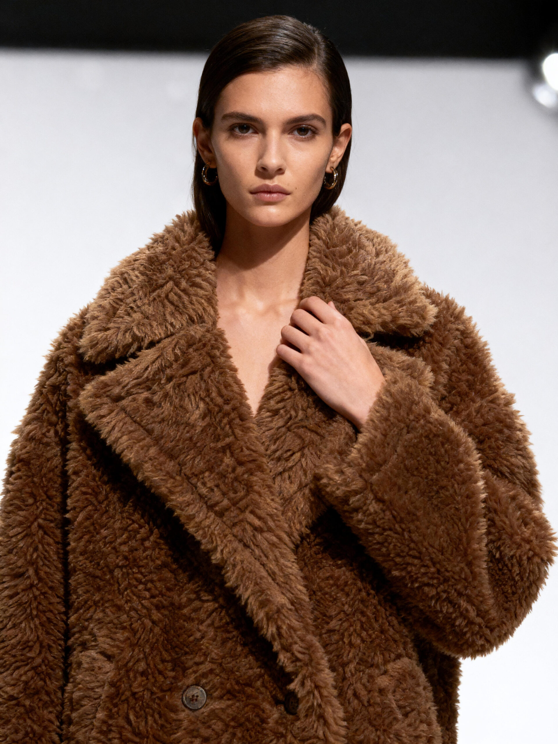 Classic Office Style Teddy Wool Coat – Long Camel Overcoat — image 2