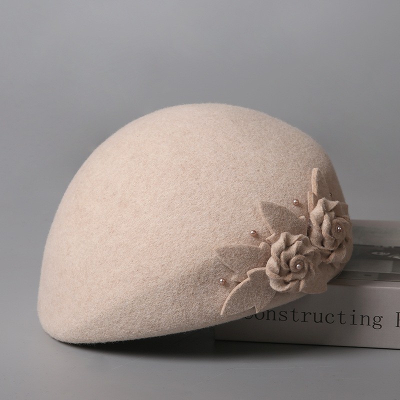 Retro Floral Wool Beret – 100% Pure Wool — image 4