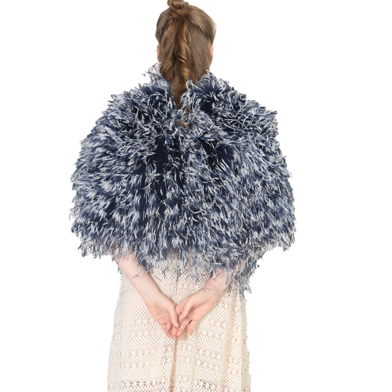 Real Ostrich Feather Shawl in Storm Blue — Wholesale & OEM Edition — image 3
