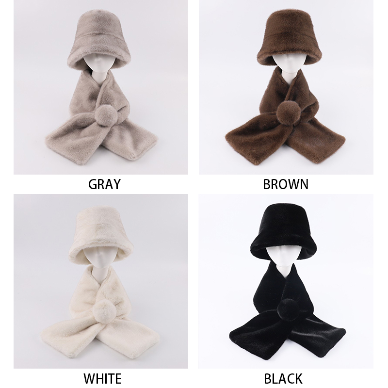 Faux Mink Fur Bucket Hat & Scarf Suit – Winter Luxe Set — image 6