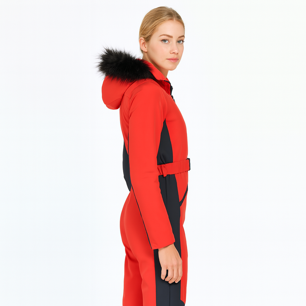 Red 3-in-1 Waterproof Ski Jumpsuit with Fleece Insulation — image 3