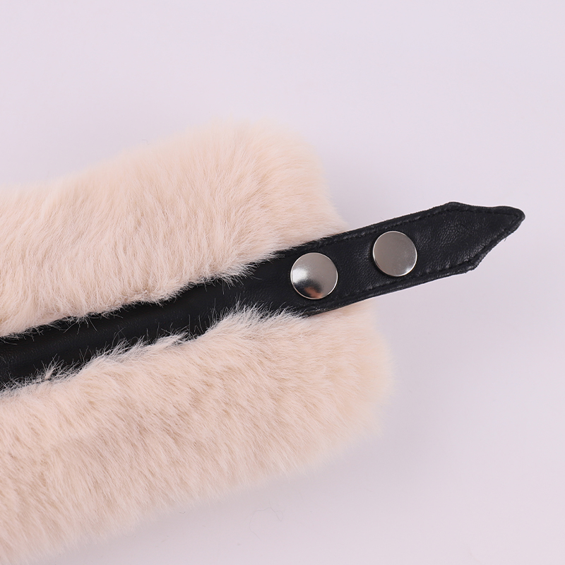 Faux Rex Rabbit Fur Neck Warmer with Leather Buckle – Luxe Comfort for Chilly Days — image 4