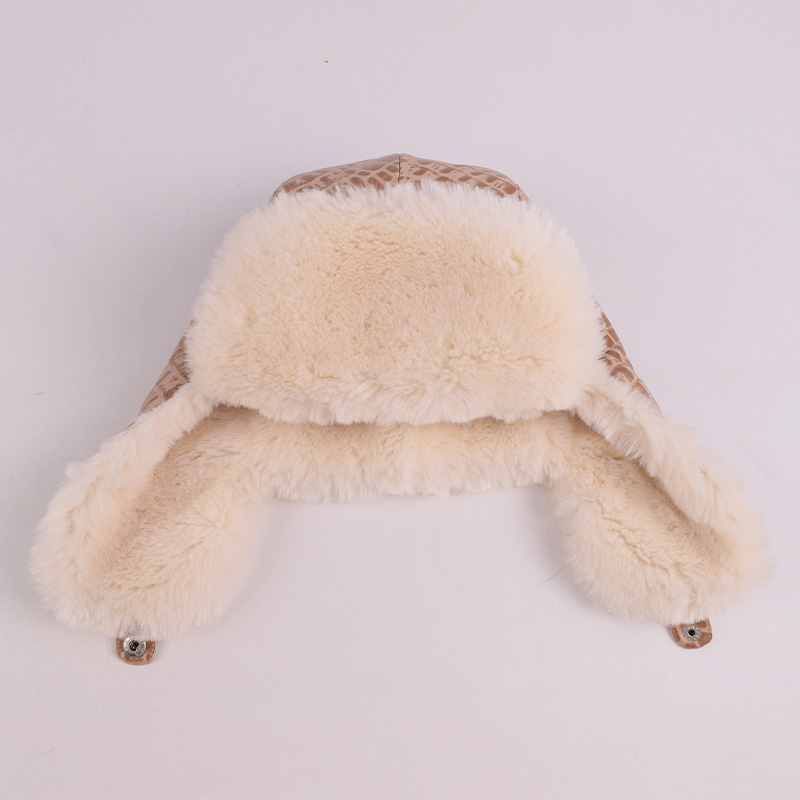 Real Sheepskin Leather Trapper Hat – Vintage Style with Faux Fur Warmth — image 3