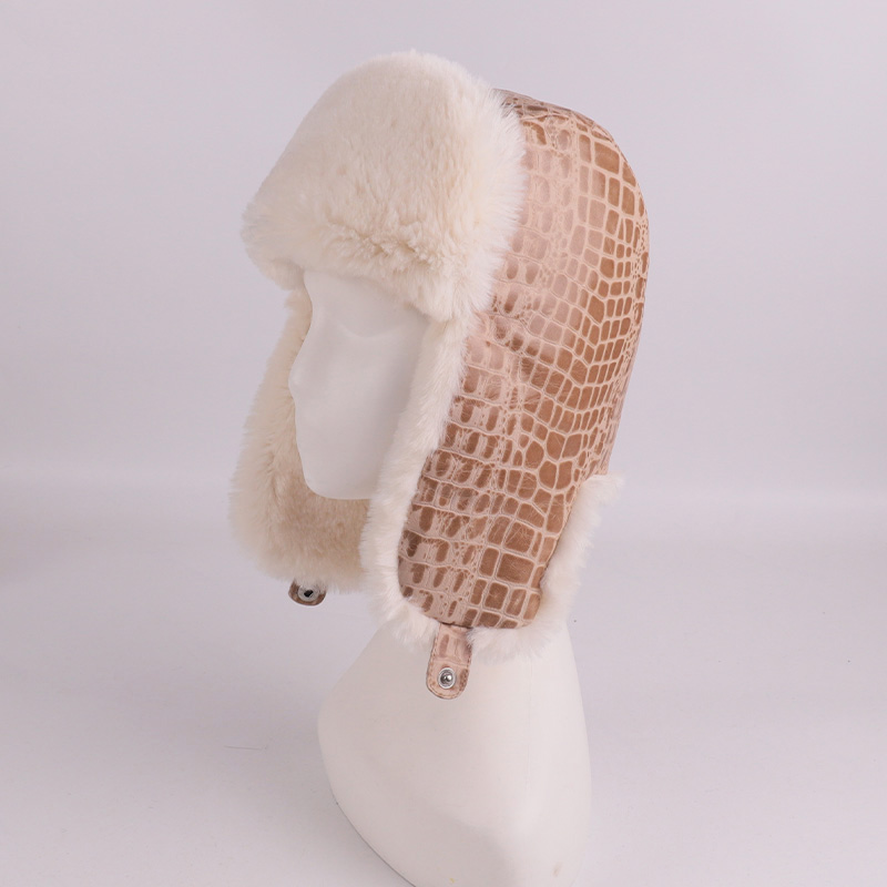Real Sheepskin Leather Trapper Hat – Vintage Style with Faux Fur Warmth — image 4