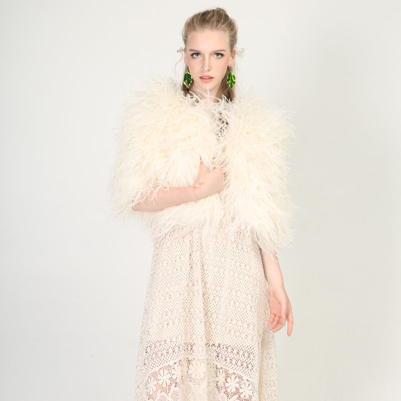 Real White Ostrich Feather Shawl — Couture Edition (Wholesale & OEM) — image 4