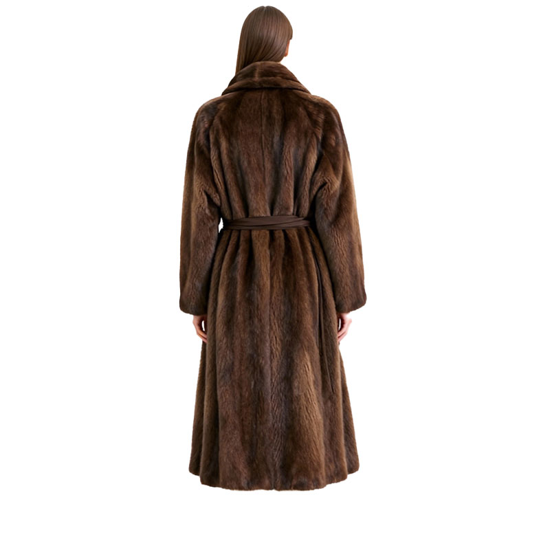Full-Length Real Mink Fur Coat – Chocolate Elegance — image 2