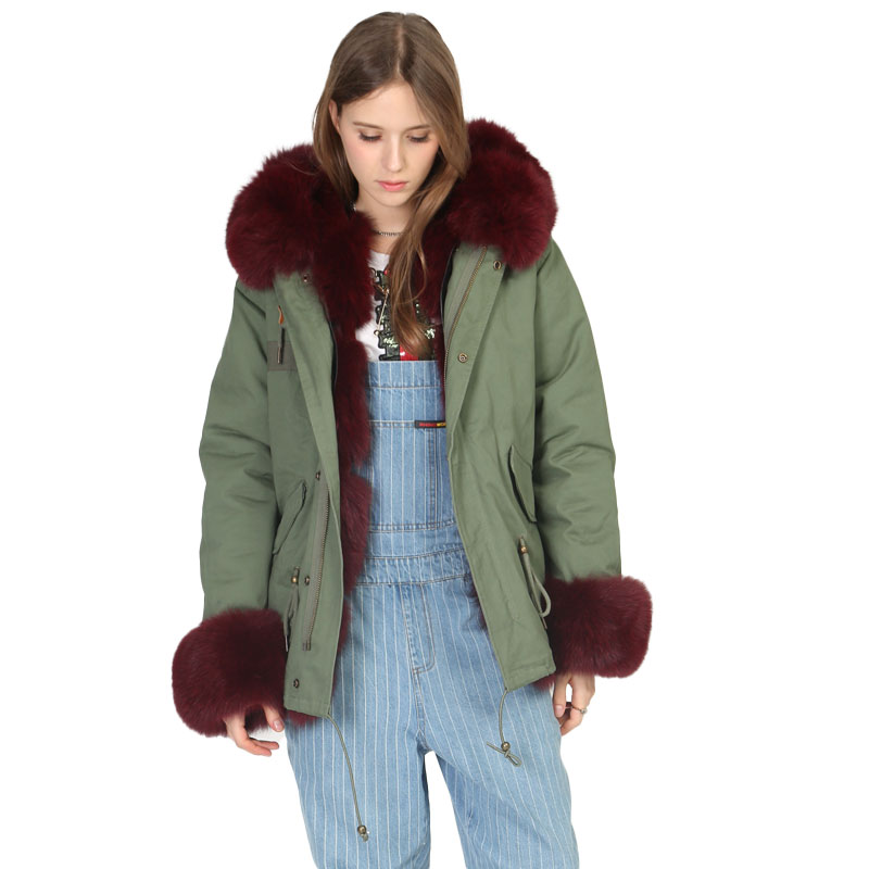 Burgundy Fox Fur Lined Parka — Wholesale & OEM Edition — image 2