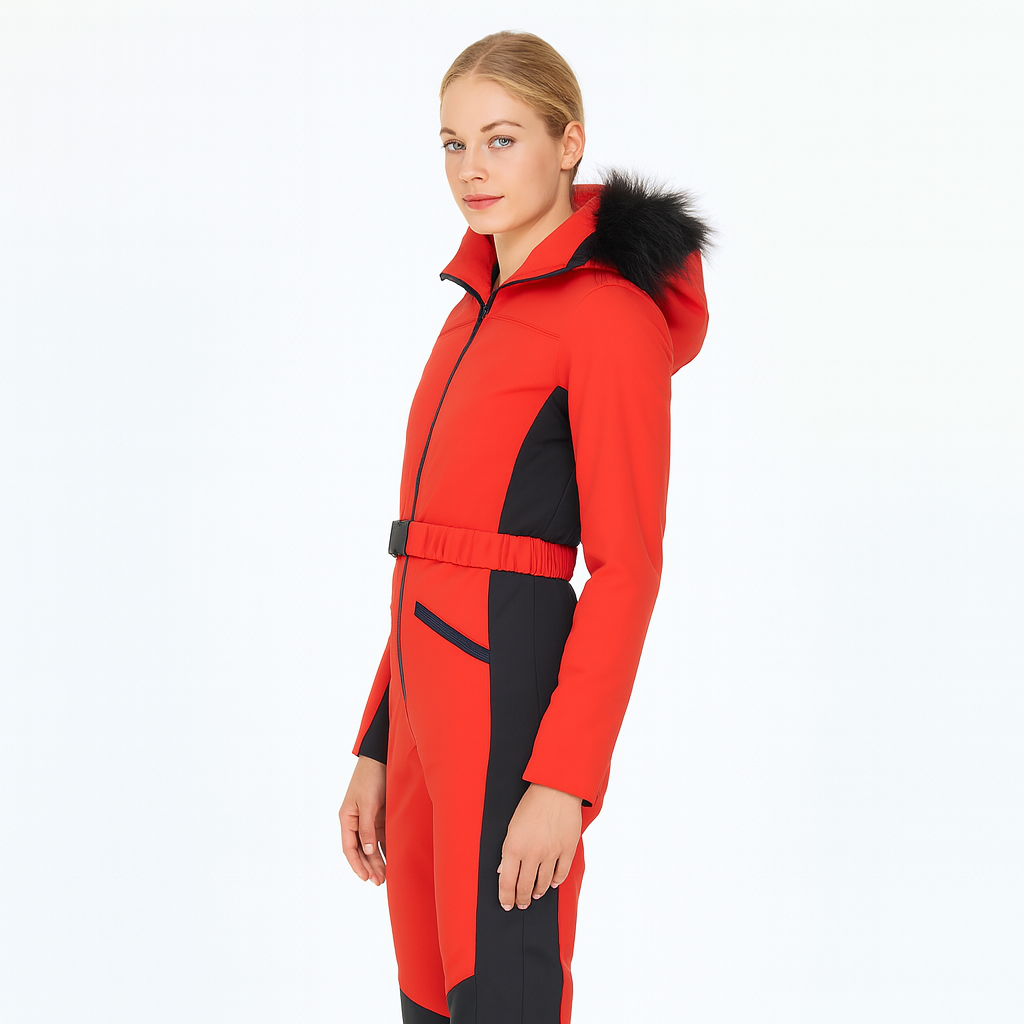 Red 3-in-1 Waterproof Ski Jumpsuit with Fleece Insulation — image 2