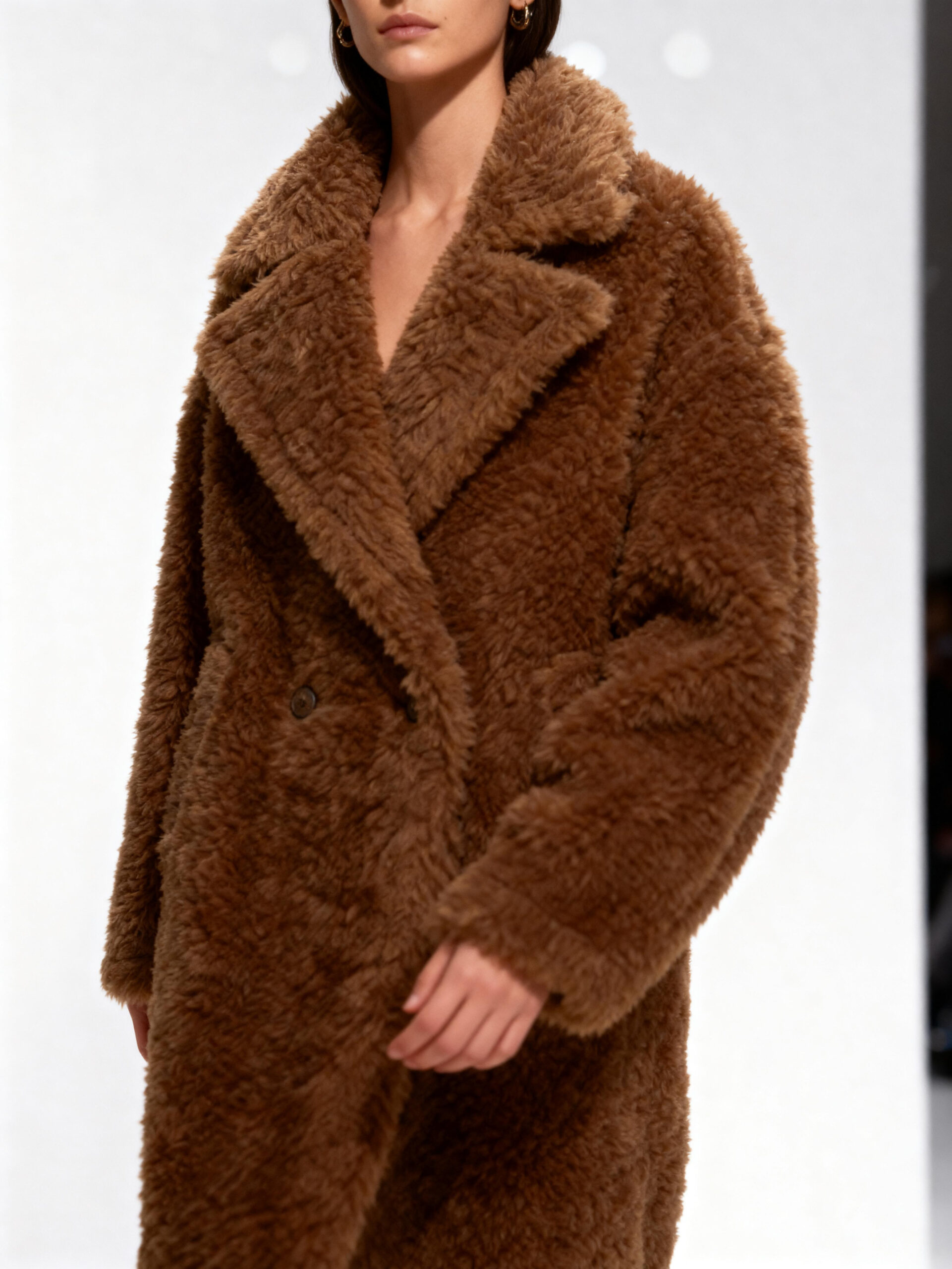 Classic Office Style Teddy Wool Coat – Long Camel Overcoat