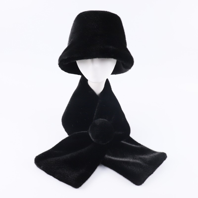 Faux Mink Fur Bucket Hat & Scarf Suit – Winter Luxe Set — image 5