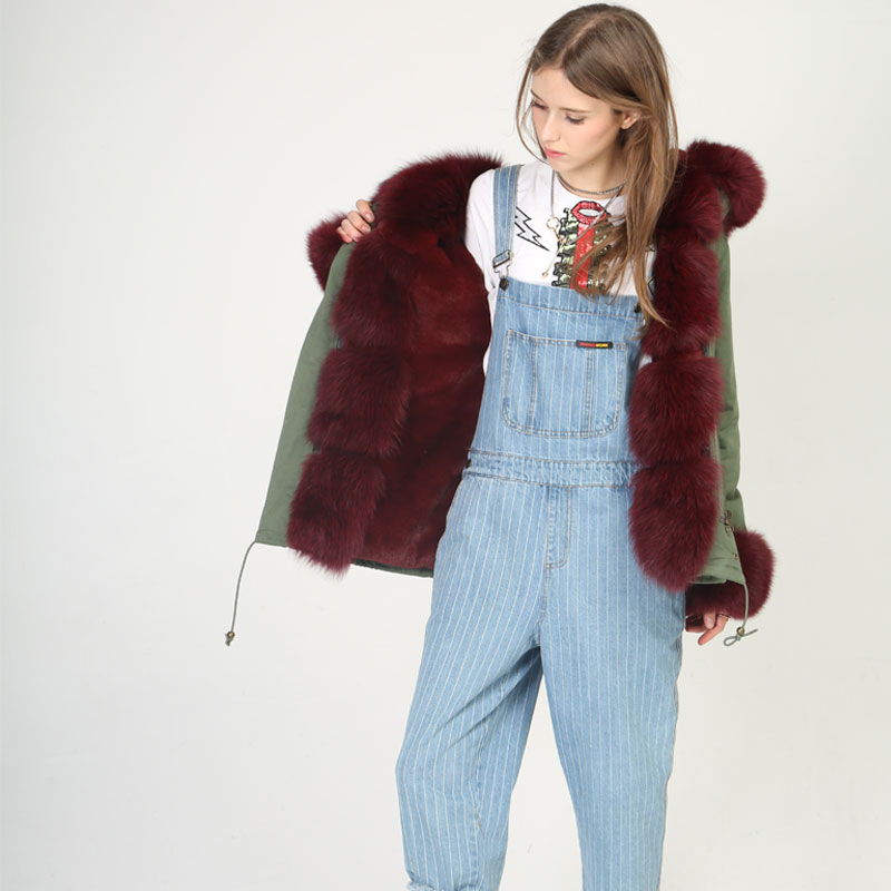Burgundy Fox Fur Lined Parka — Wholesale & OEM Edition — image 4
