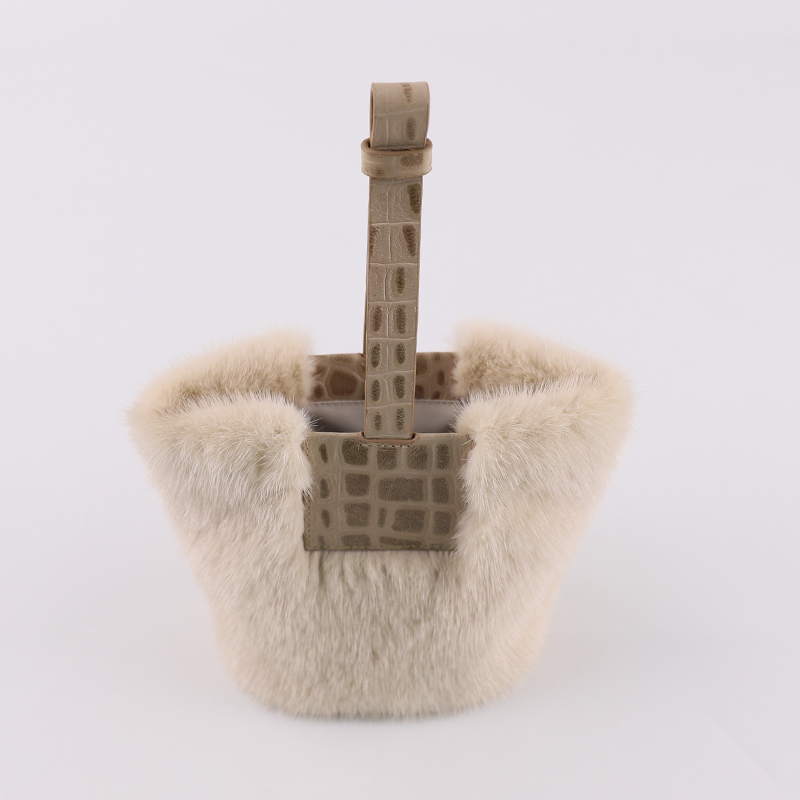 Mini Mink Fur Handbag with Genuine Lamb Leather Handle – A Winter Statement of Texture & Elegance — image 2