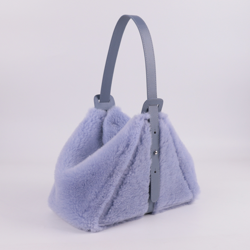 Geometric Wool & Leather Wristlet – Triangular Chic for Winter Minimalists — image 2