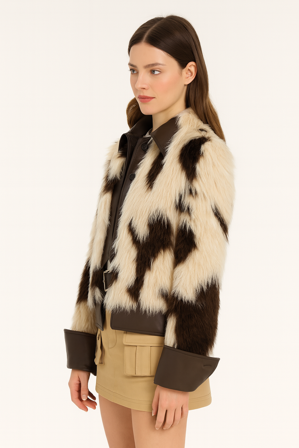 Faux Fur & Vegan Leather Jacket – Edgy Luxe Streetwear — image 3