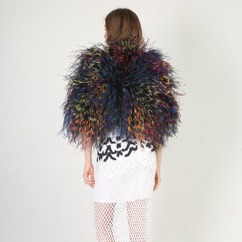 Real Colorful Ostrich Feather Shawl — Rainbow Edition — image 3