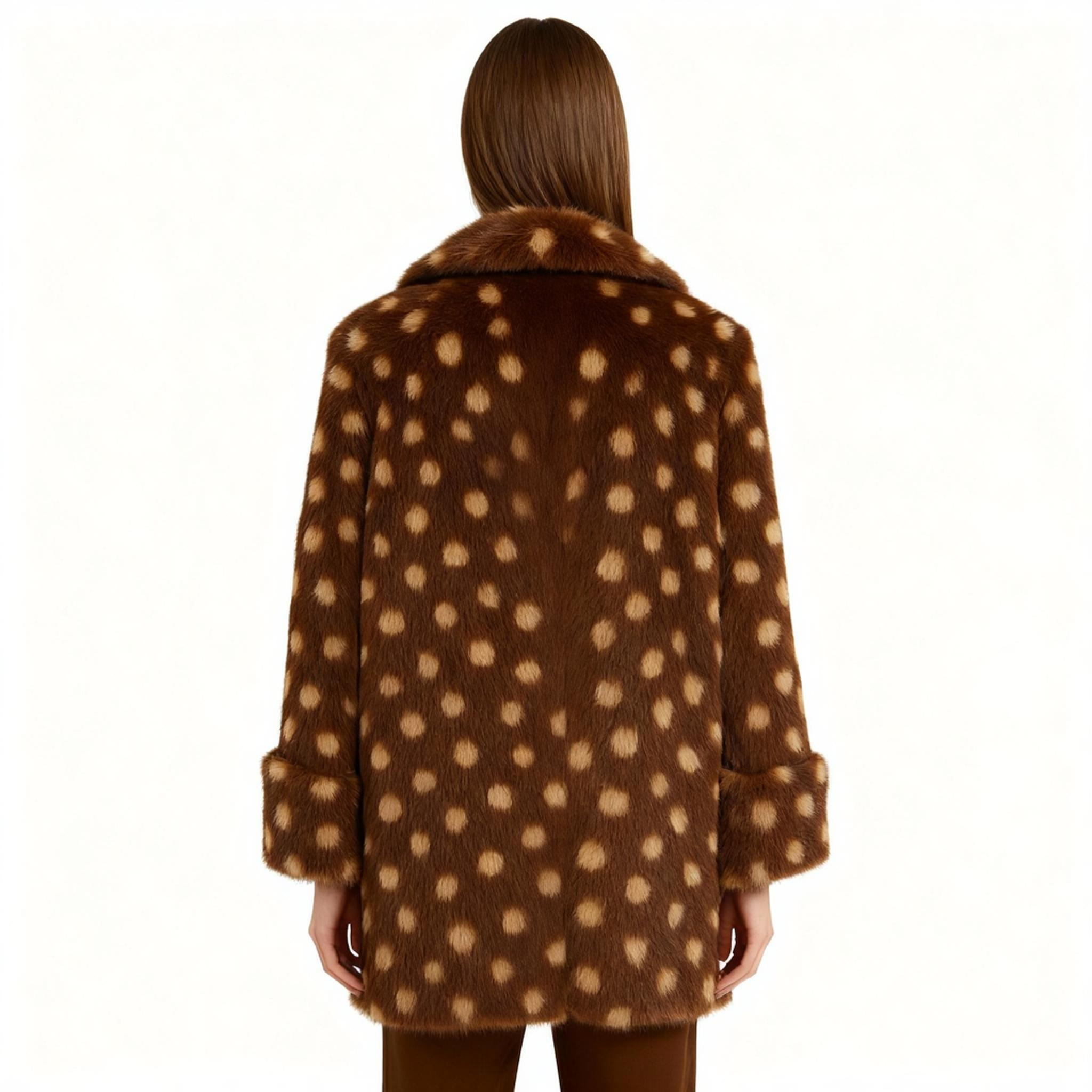 Faux Mink Fur Coat with Deer Print – Wildly Chic Outerwear — image 4