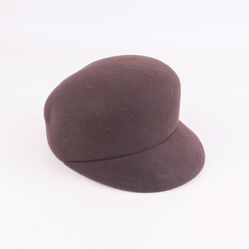 Minimalist Wool Felt Beret Cap – Nude Beige — image 5
