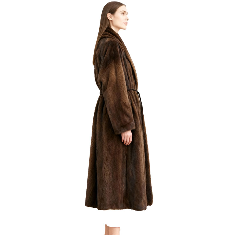 Full-Length Real Mink Fur Coat – Chocolate Elegance — image 3