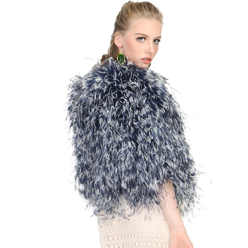 Real Ostrich Feather Shawl in Storm Blue — Wholesale & OEM Edition — image 4