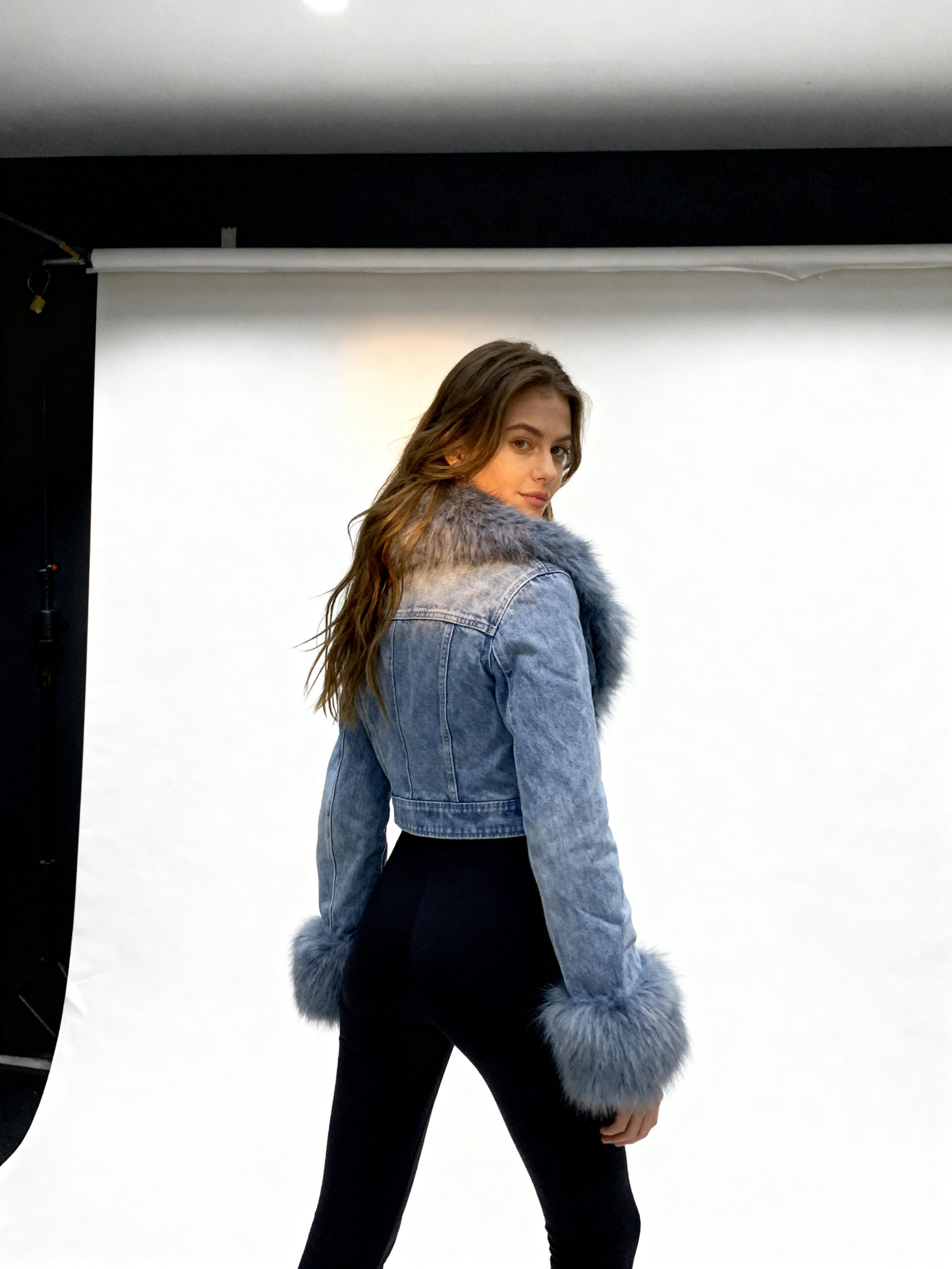 Denim Jacket with Plush Faux Fur – Retro Cool Meets — image 4